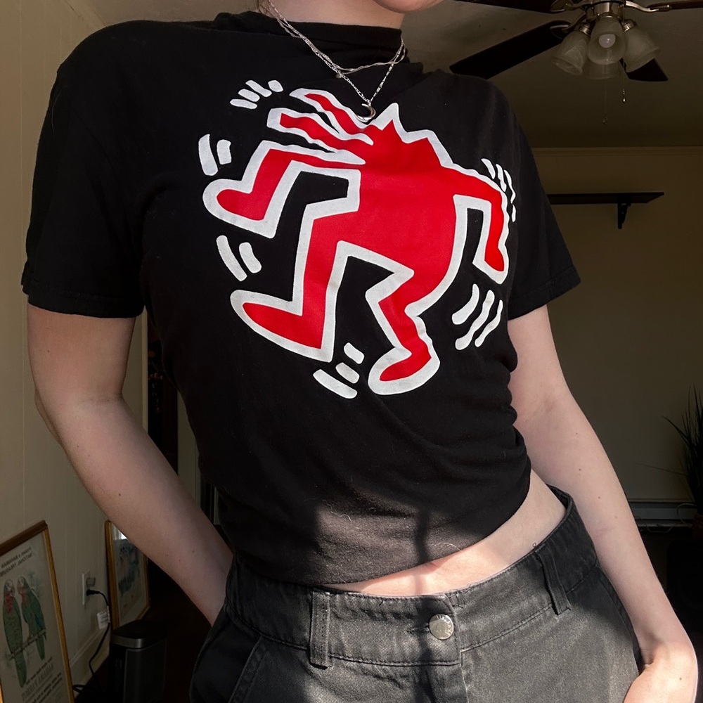 keith haring wolf character graphic t-shirt